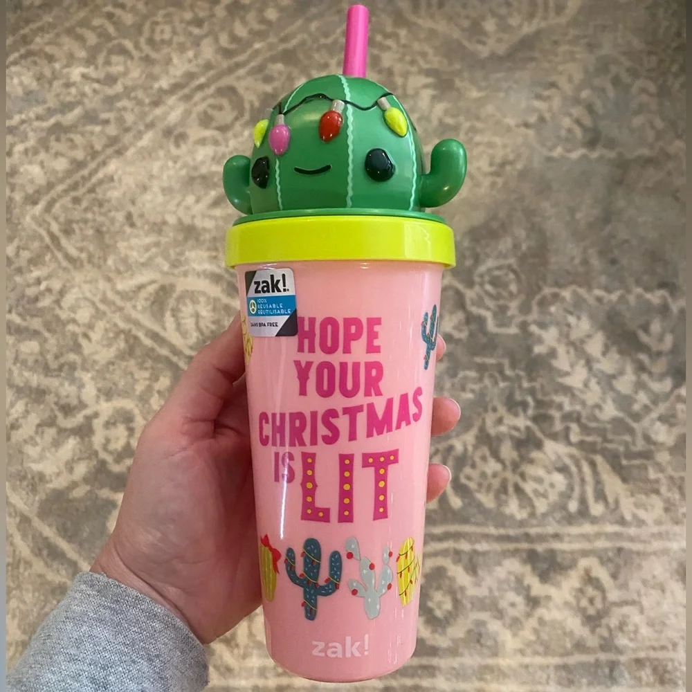 ZAK! Tumbler‎ Christmas Cactus lit! Holiday humor